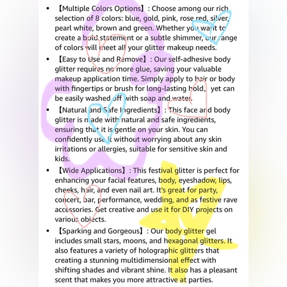 Glitter Face Paint- Holographic Chunky for Halloween, Music Festivals, or Raves - Picture 2 of 11